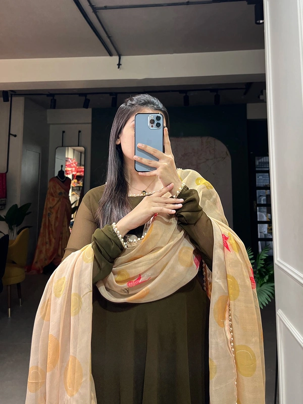 Antique Fashion 1 In the simplicity of a plain gown and the ethereal touch of an organza dupatta, elegance finds its perfect harmony. - mehendi