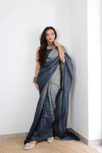 Antique Fashion 1 Most Beautiful 1 Min Sarees With 3D Padding Shaded Simmer patti - colour 1