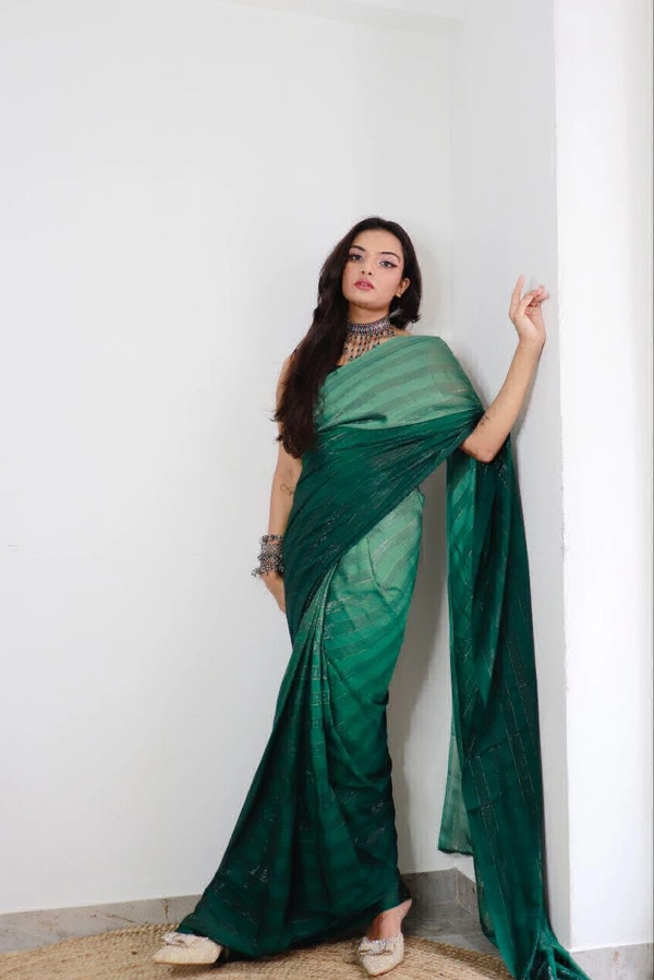 Antique Fashion  Most Beautiful 1 Min Sarees With 3D Padding Shaded Simmer patti - colour 2
