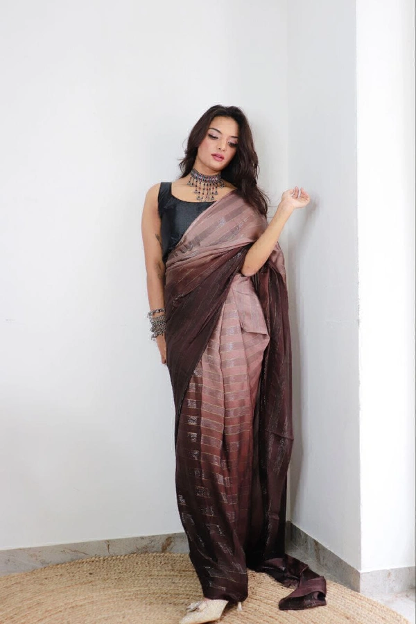 Antique Fashion  Most Beautiful 1 Min Sarees With 3D Padding Shaded Simmer patti - colour 3