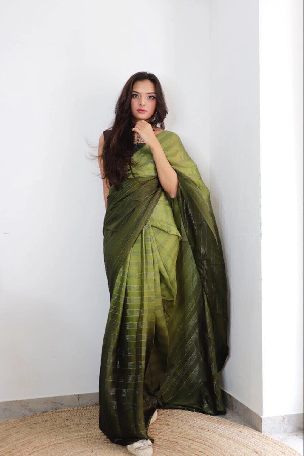 Antique Fashion  Most Beautiful 1 Min Sarees With 3D Padding Shaded Simmer patti - colour 6