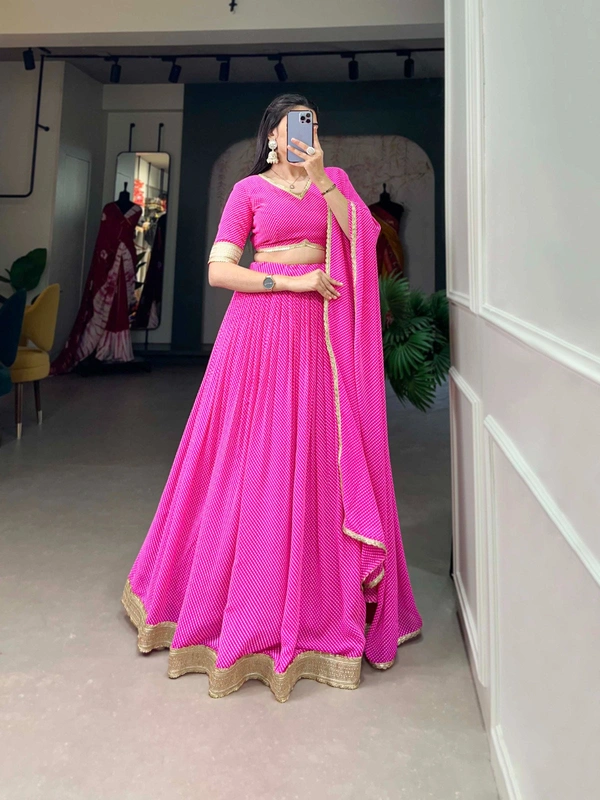 Antique Fashion  Channel Effortless Charm with our Dot Print Georgette Lehenga Choli - pink
