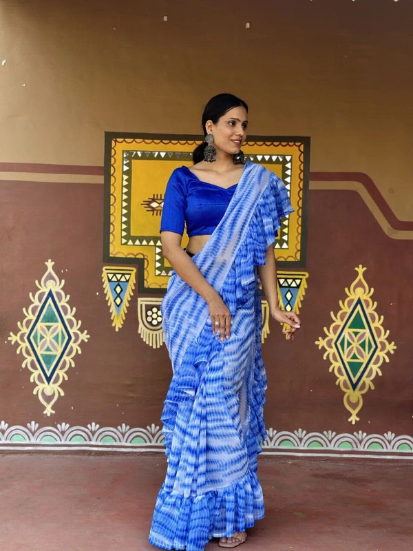 Antique Fashion  Beautiful Designer Ruffle saree in Heavy Fox Georgette fabric - colour 1