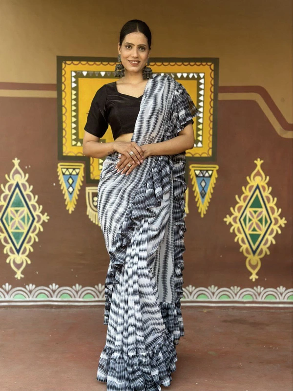 Antique Fashion  Beautiful Designer Ruffle saree in Heavy Fox Georgette fabric - colour 2