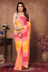 Antique Fashion 1 PATTERN*-PRINTED REDY WEAR SAREE WITH SMALL LACE - Design 1