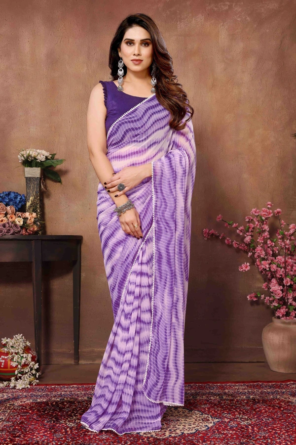 Antique Fashion  PATTERN*-PRINTED REDY WEAR SAREE WITH SMALL LACE - Design 2