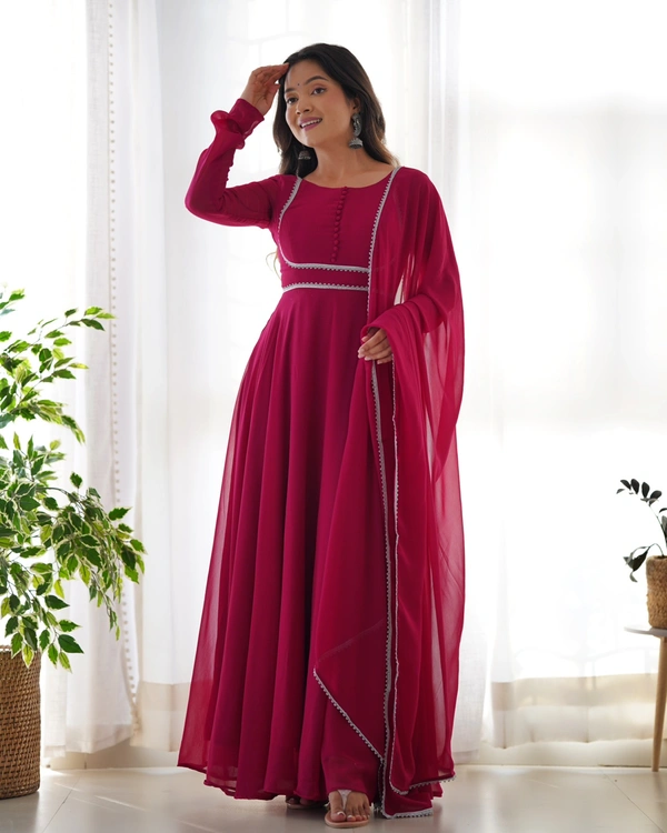 Antique Fashion PRESENTING NEW GEORGETTE ANARKALI GOWN DUPPTA FULL SET WITH PENT READY TO WEAR* - Xs (34), colour 1