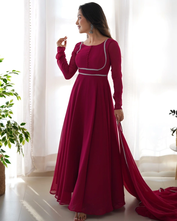 Antique Fashion PRESENTING NEW GEORGETTE ANARKALI GOWN DUPPTA FULL SET WITH PENT READY TO WEAR* - Xs (34), colour 1