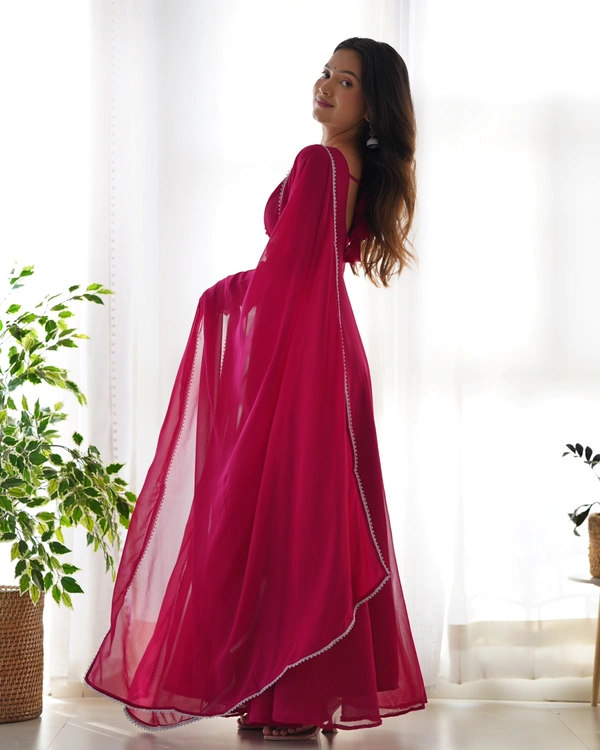 Antique Fashion PRESENTING NEW GEORGETTE ANARKALI GOWN DUPPTA FULL SET WITH PENT READY TO WEAR* - Xs (34), colour 1
