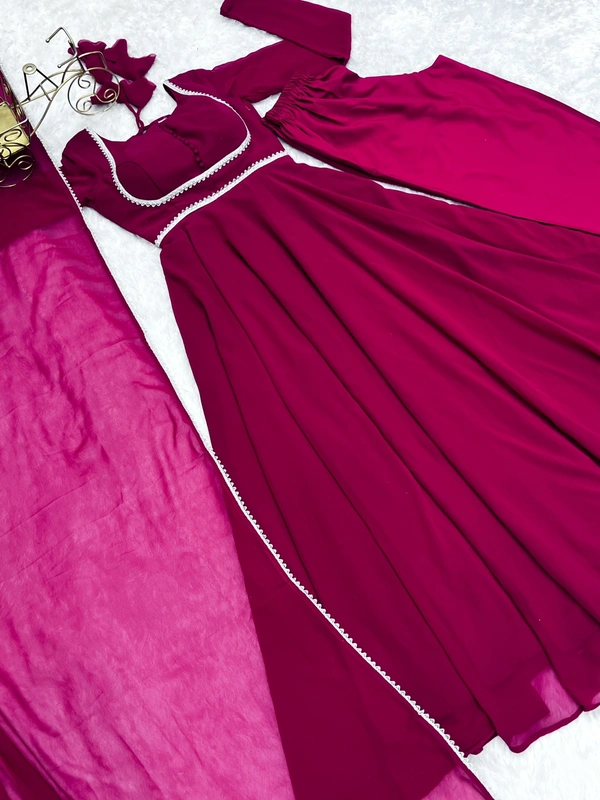 Antique Fashion PRESENTING NEW GEORGETTE ANARKALI GOWN DUPPTA FULL SET WITH PENT READY TO WEAR* - Xs (34), colour 1