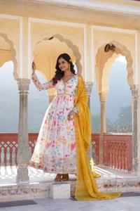 Antique Fashion 1 PREMIUM READYMADE GOWN WITH DUPATTA SET - L (40)