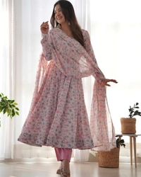 Antique Fashion 1 FANCY NECK POTLI BUTTON DESIGN,CHURIDAR SLEEVS,PADDED,ZIPPER ATTACHED* - s (36), pink