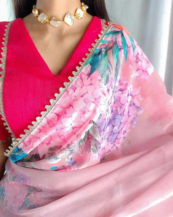 Antique Fashion 1 Drape yourself in the ethereal beauty of a floral printed georgette saree, where every fold tells a story of timeless elegance - colour 2
