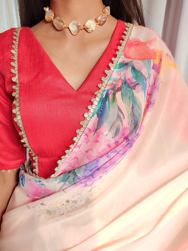 Antique Fashion 1 Drape yourself in the ethereal beauty of a floral printed georgette saree, where every fold tells a story of timeless elegance - colour 5