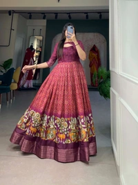 Antique Fashion 1 Adorn yourself in the poetry of print  as the gown weaves dreams of beauty and tradition  - wine