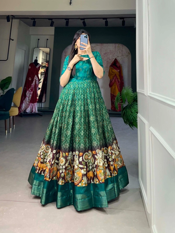 Antique Fashion 1 Adorn yourself in the poetry of print  as the gown weaves dreams of beauty and tradition  - green