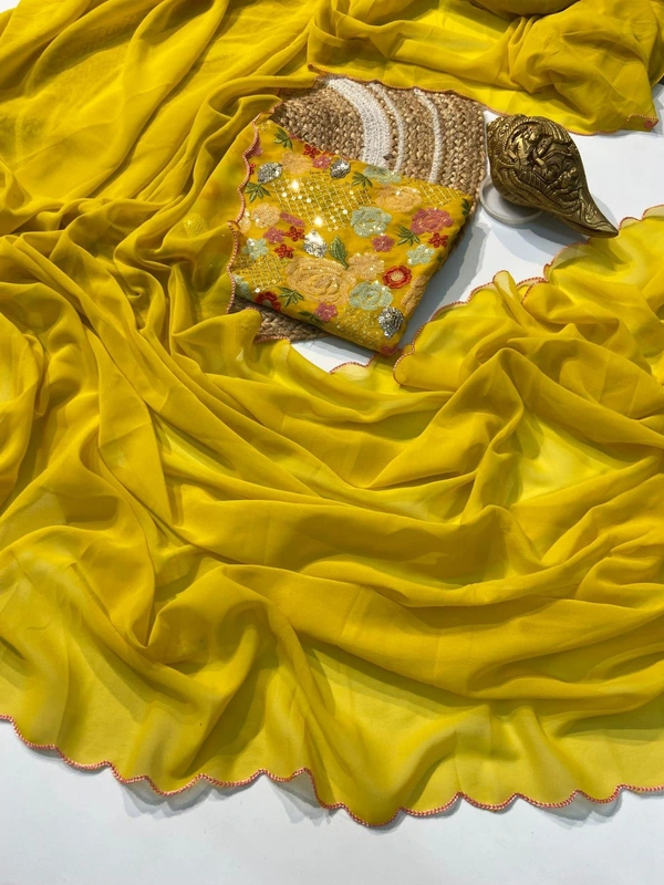 Antique Fashion 1 Beautiful designer Party wear saree fabricsJIMICHU SATIN SOFT new clothes saree with heavy beads work  - colour 1
