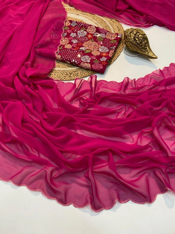Antique Fashion 1 Beautiful designer Party wear saree fabricsJIMICHU SATIN SOFT new clothes saree with heavy beads work  - colour 2