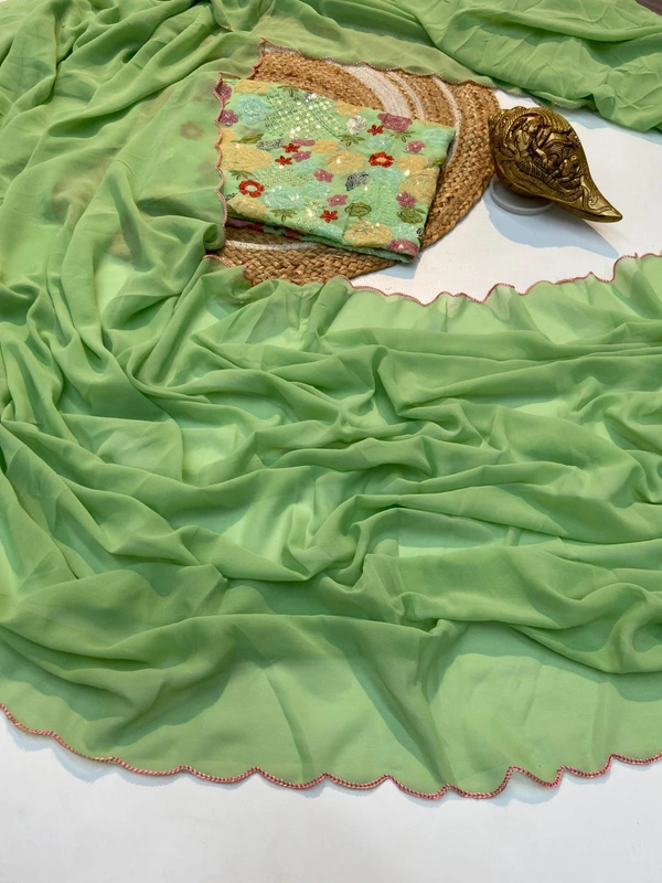 Antique Fashion 1 Beautiful designer Party wear saree fabricsJIMICHU SATIN SOFT new clothes saree with heavy beads work  - colour 4