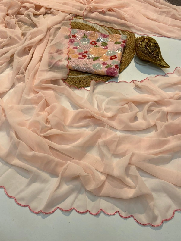 Antique Fashion 1 Beautiful designer Party wear saree fabricsJIMICHU SATIN SOFT new clothes saree with heavy beads work  - colour 5