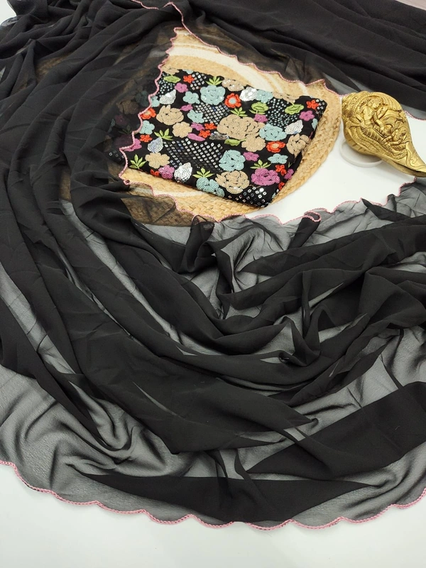 Antique Fashion 1 Beautiful designer Party wear saree fabricsJIMICHU SATIN SOFT new clothes saree with heavy beads work  - colour 6