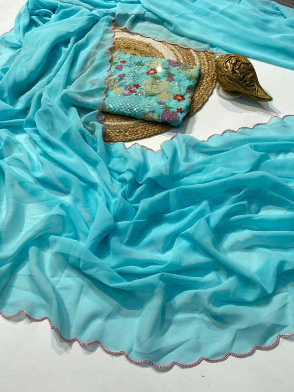 Antique Fashion 1 Beautiful designer Party wear saree fabricsJIMICHU SATIN SOFT new clothes saree with heavy beads work  - colour 10