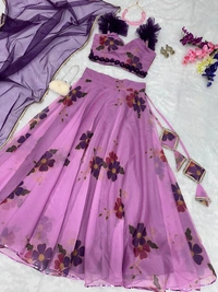 Antique Fashion 1 pure organza silk floral printed lehenga set