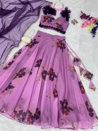 Antique Fashion 1 pure organza silk floral printed lehenga set
