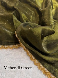Antique Fashion 1 Goldenjarkan saare - mehendi green