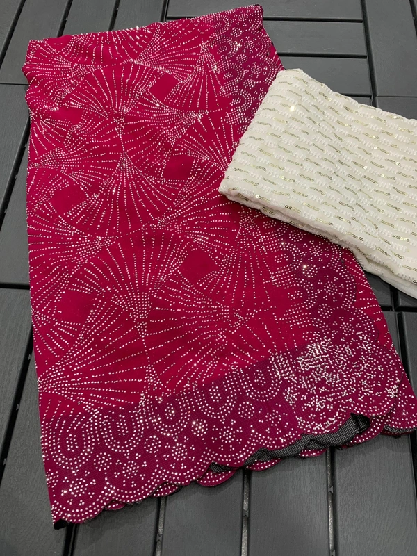 Antique Fashion 1 Beautiful designer Party wear saree fabrics Georgette saree with all over heavy beads work along* - colour 6, readytowear
