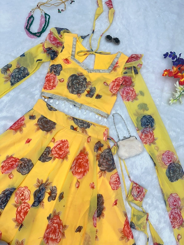 Antique Fashion 1 You gonna love elegance with Modern touch  Here we Presenting Exclusive Real shoot kalamkari lehnga Design  - yellow