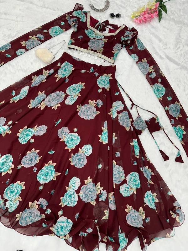 Antique Fashion 1 You gonna love elegance with Modern touch  Here we Presenting Exclusive Real shoot kalamkari lehnga Design  - coffee