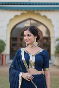 Antique Fashion 1 Rama Coloured Georgette with Sequence Work Woman Designer Party wear Lehenga Choli with Dupatta 