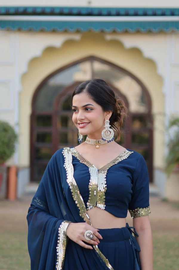 Antique Fashion 1 Rama Coloured Georgette with Sequence Work Woman Designer Party wear Lehenga Choli with Dupatta 
