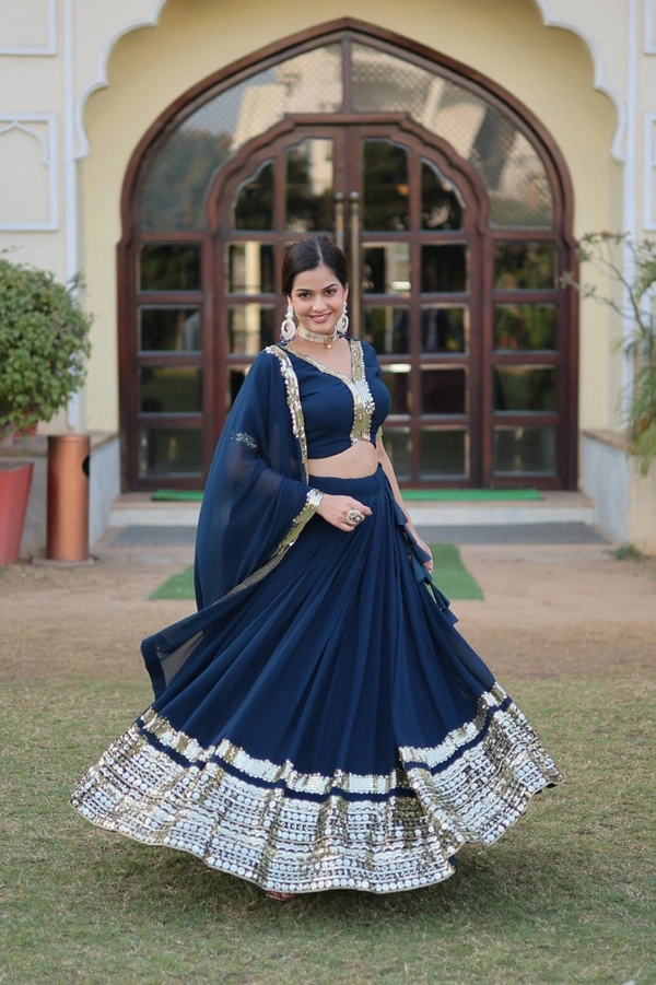 Antique Fashion 1 Rama Coloured Georgette with Sequence Work Woman Designer Party wear Lehenga Choli with Dupatta 