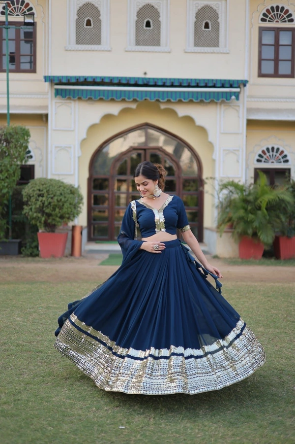 Antique Fashion 1 Rama Coloured Georgette with Sequence Work Woman Designer Party wear Lehenga Choli with Dupatta 