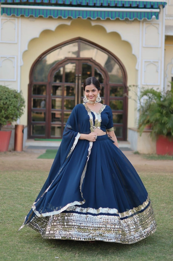 Antique Fashion 1 Rama Coloured Georgette with Sequence Work Woman Designer Party wear Lehenga Choli with Dupatta 