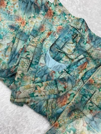 Antique Fashion 1 PURE SOFT ORGANJA SILK FABRIC FULLY FLAIR KALI PATTERN AND CANVAS PATTA WITH DUPPTA SET,PENT READY TO WEAR* - L (40)