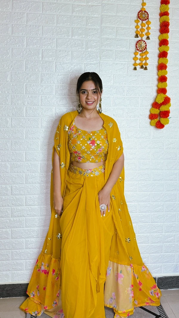 Antique Fashion  This wedding season flaunt ur haldi and mehendi look with this glamorous sarong dress - Xs, colour 1