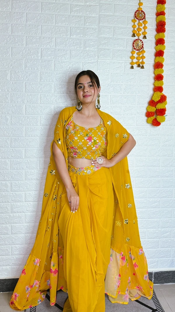 Antique Fashion  This wedding season flaunt ur haldi and mehendi look with this glamorous sarong dress - Xs, colour 1