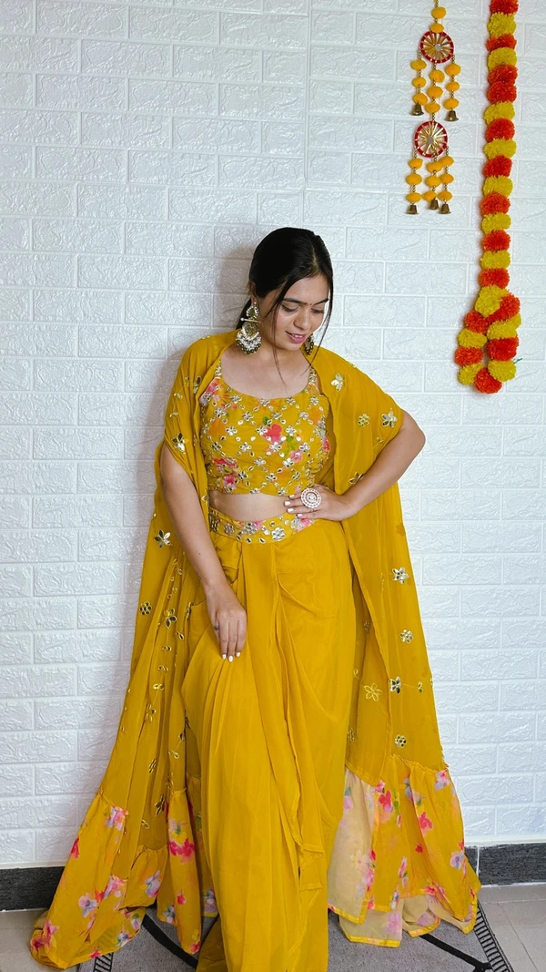 Antique Fashion  This wedding season flaunt ur haldi and mehendi look with this glamorous sarong dress - Xs, colour 1