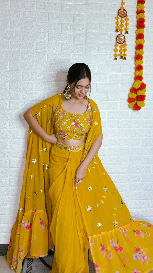 Antique Fashion  This wedding season flaunt ur haldi and mehendi look with this glamorous sarong dress - Xs, colour 1