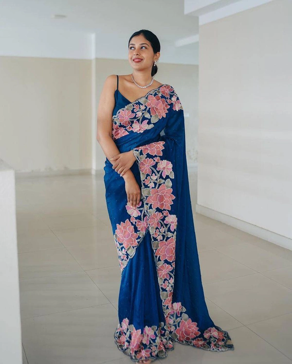 Antique Fashion 1 Heavy Rangoli with Multi embroidery thread work ,zari and Sequence work with  rivet work pari diamond and cutwork border*