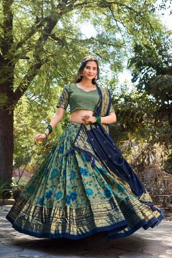 Antique Fashion 1 Be a trendsetter in our one of a kind Kalamkari Tussar Silk Lehenga  designed to make you shine with unmatched uniqueness  - colour 2