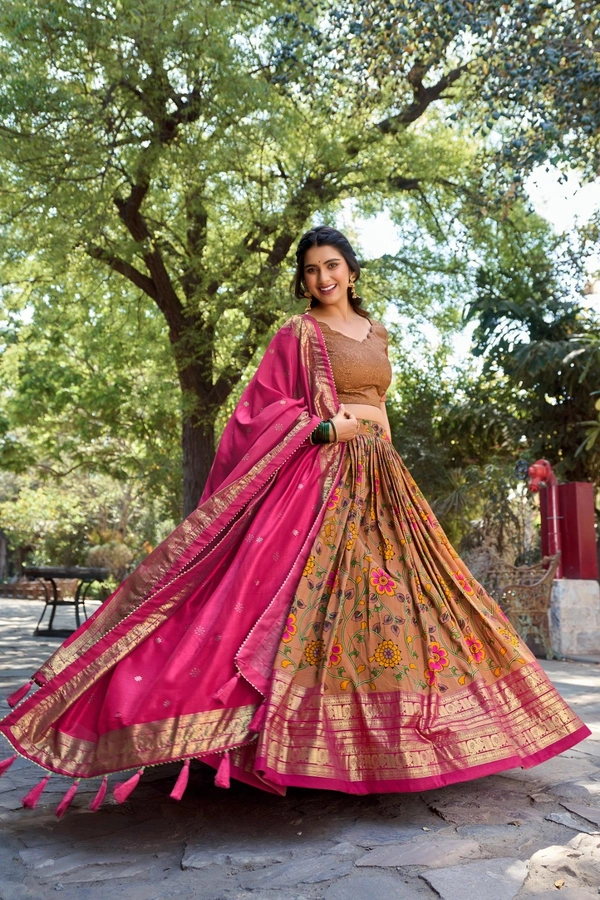 Antique Fashion 1 Be a trendsetter in our one of a kind Kalamkari Tussar Silk Lehenga  designed to make you shine with unmatched uniqueness  - colour 3