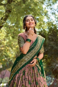 Antique Fashion 1 Be a trendsetter in our one of a kind Kalamkari Tussar Silk Lehenga  designed to make you shine with unmatched uniqueness  - colour 4