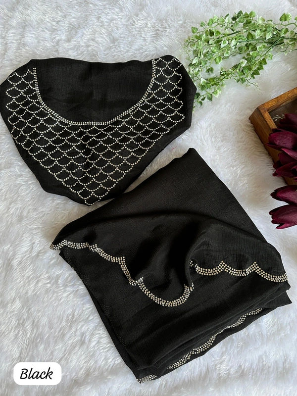 Antique Fashion 1 Exclusive  elegant launch for fancy collection perfect for any function  light weight heavy chinnon  with complete jarkan  work  - Black