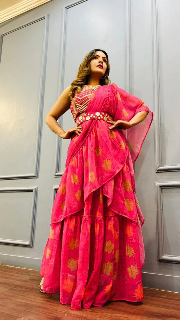 Antique Fashion 1 This wedding season flaunt your pre wedding parties with this Glamorous Ready to wear Ruffle Saree  - 38