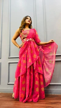 Antique Fashion 1 This wedding season flaunt your pre wedding parties with this Glamorous Ready to wear Ruffle Saree  - 38