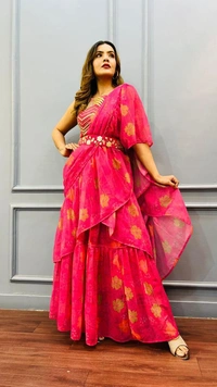 Antique Fashion 1 This wedding season flaunt your pre wedding parties with this Glamorous Ready to wear Ruffle Saree  - 38